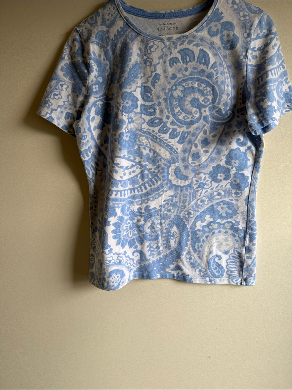 2 for $20. Talbots Light Blue and White Paisley Short-Sleeve Tee